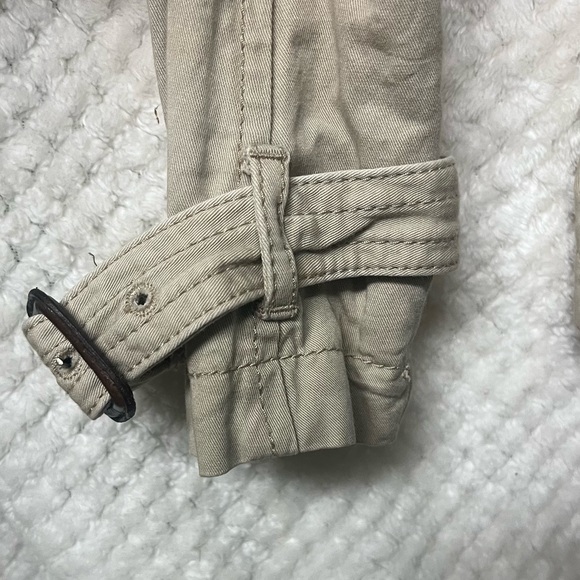Abercrombie & Fitch Tan Trench Coat Adjustable Button Closure 100% Cotton Large - Picture 4 of 8